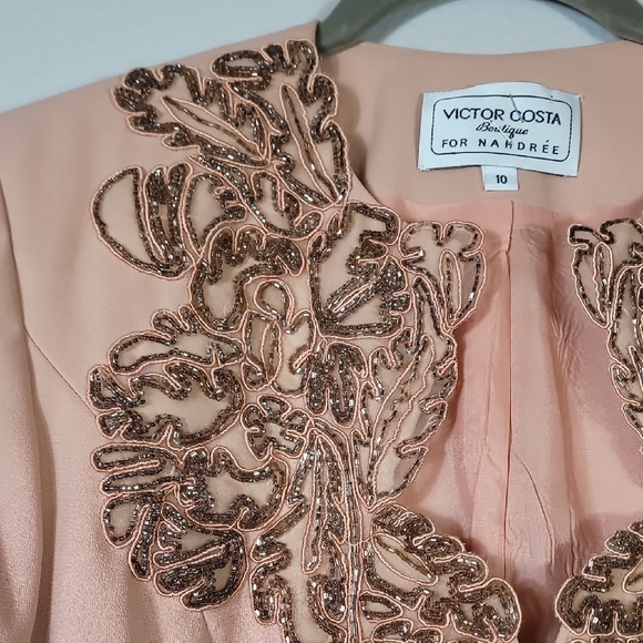 Vintage Victor Costa Sequin Blazer Jacket 10 Pink Formal Occasion Designer Gala - Picture 4 of 12